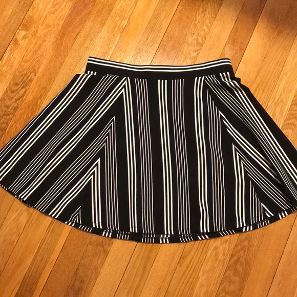 Black and White Striped Fit and Flare Skirt - Picture 1 of 3
